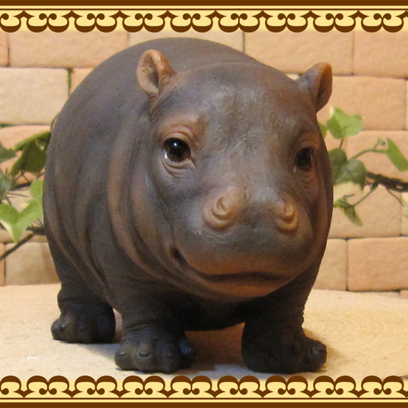 カバ　オブジェ　置物 リアルな動物の置物 ベビー カバ かば オブジェ ガーデニング