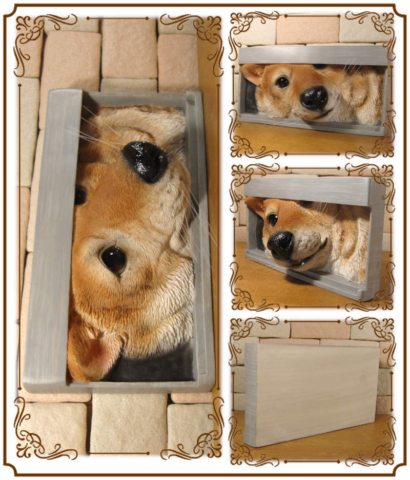 リアルな いぬの置物 プレート ドッグ 柴犬 犬のオブジェ イヌモチーフ