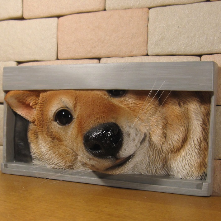 イヌの置物 リアルな いぬの置物 プレート ドッグ 柴犬 犬のオブジェ イヌモチーフ