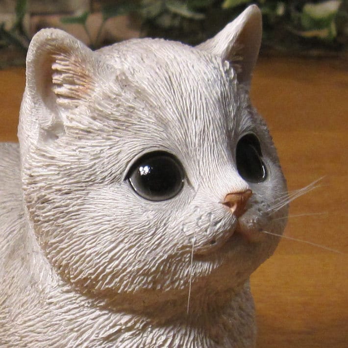 ねこの置物 リアルなねこの置物 マンチカン 前向き ブルー キャット ネコの