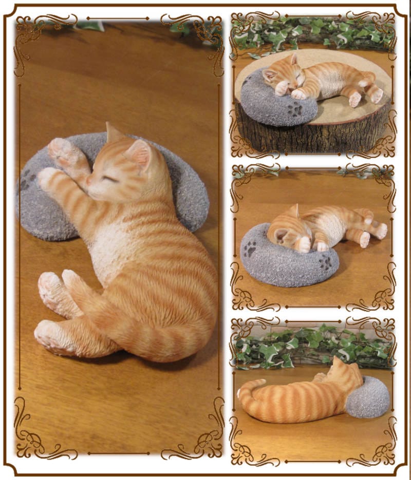 猫 置物 リアル ねこ ネコ スリーピングベビーキャットクッション付き