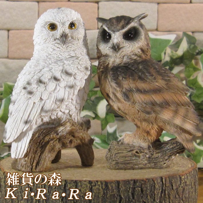 おふくろう リアルな鳥の置物 ふくろう スモールサイズ2種セット オウル
