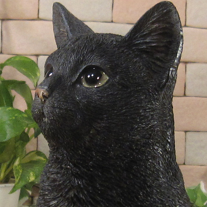 リアルな猫の置物 黒猫 お座り ネコ ねこ キャット オブジェ 店舗装飾