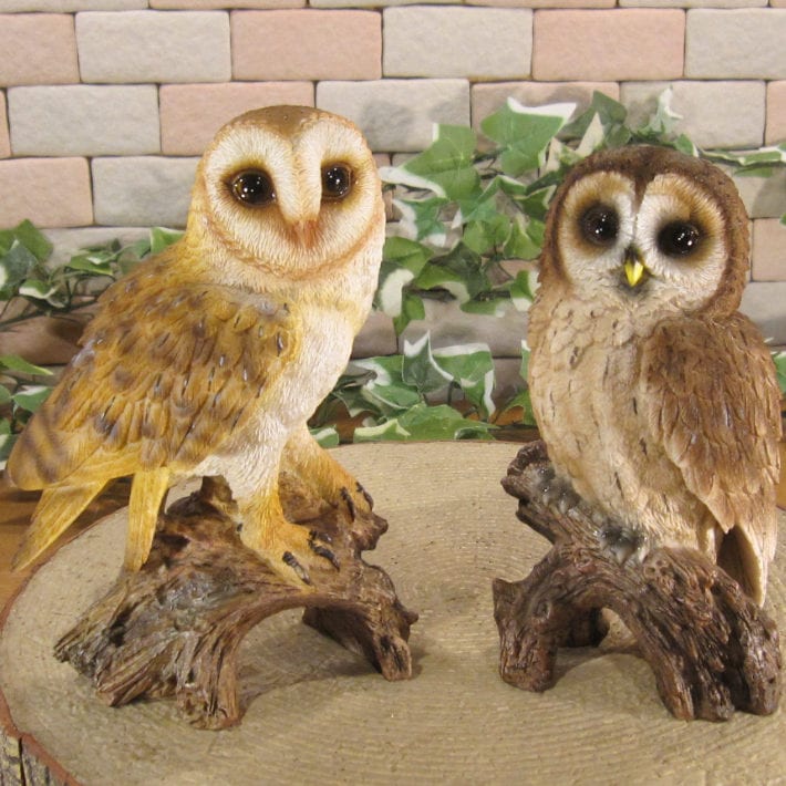 リアルな鳥の置物 ふくろう 2種セット オウル フクロウ ガーデン 店舗