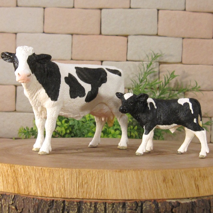 リアルな 牛の親子の置物 ウシ 2種セット Aタイプ ドール フィギュア