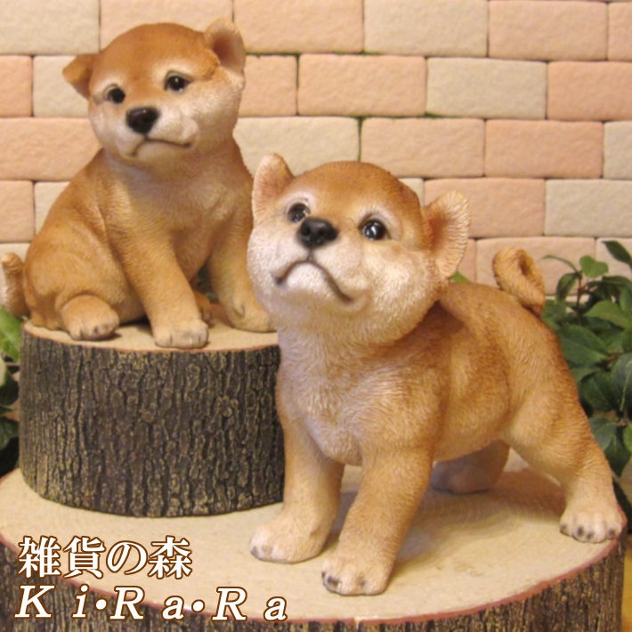 室内インテリア(犬置物2体) 犬の置物｜アニマルオブジェ パグ(S) お座り