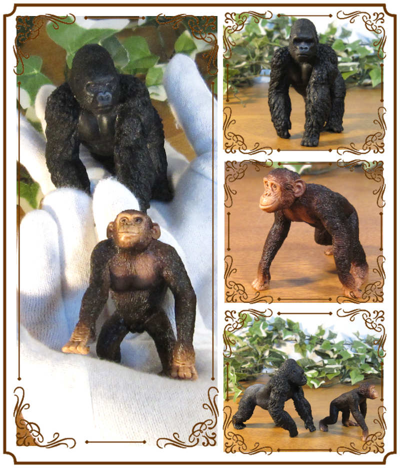リアルな 動物の置物 ゴリラ チンパンジー ２点セット サル 猿 ドール フィギュア ガーデニング ミニチュア インテリア かわいい動物グッズの通販なら 雑貨の森 Ki Ra Ra