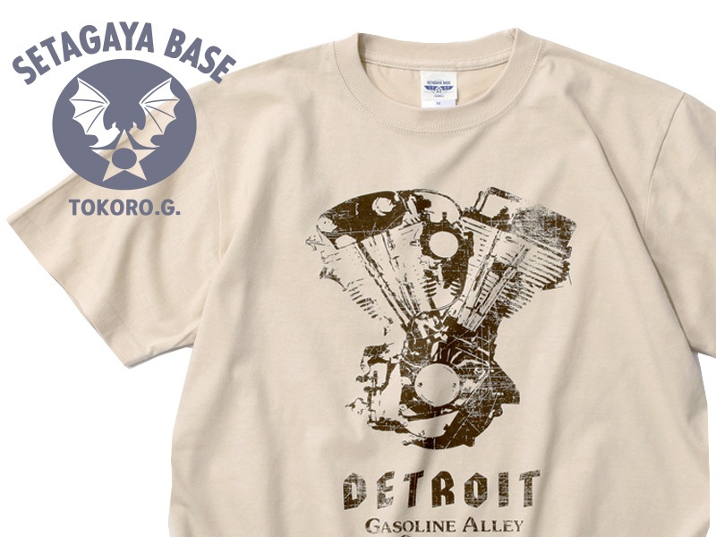 DETROIT GASOLINE ALLEY CUSTOMS Tシャツ(スクラッチ) サンドベージュ 