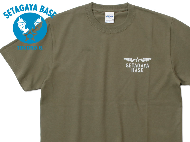 SETAGAYA BASE 渦福ハンコ&コウモリ Tシャツ オリーブ / 世田谷ベース