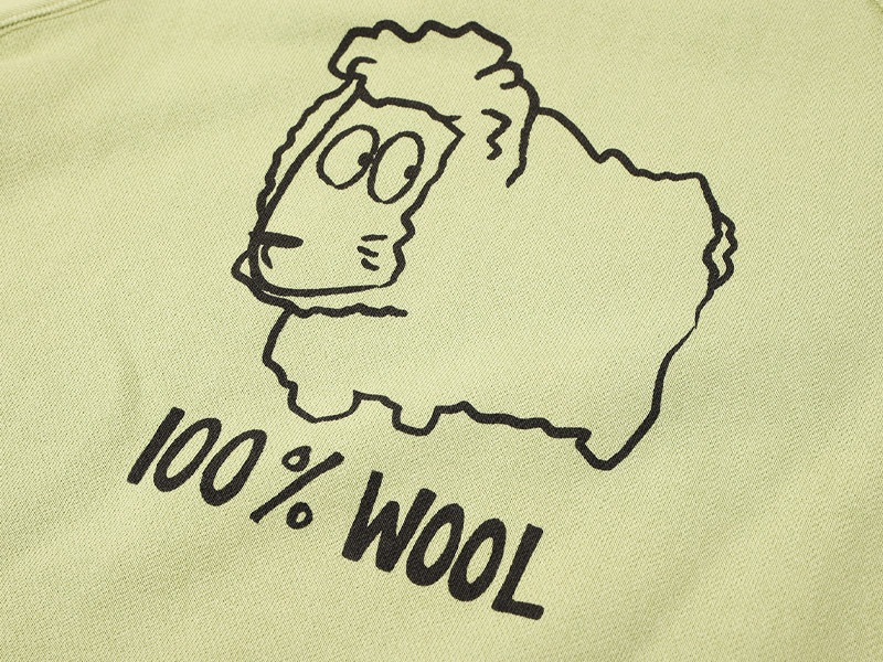 100% WOOL�ȥ�ץ��� Ⱦµ�������å�T����� �饤�ȥ��꡼��