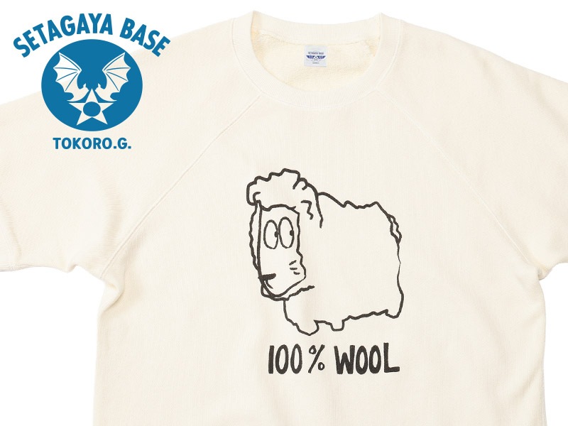 100% WOOL�ȥ�ץ��� Ⱦµ�������å�T����� �ۥ磻��