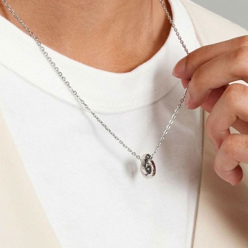 ハワイアンダブルリングネックレス/サージカルステンレス316L（金属