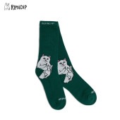 リップンディップ(RIPNDIP) Lord Nermal Socks (Alpine Green) 靴下  クルー丈ソックス [AA-2]