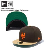 ニューエラ キャップ NEW ERA 59FIFTY Powered by GORO NAKATSUGAWA（min-nano）ニューヨーク・メッツ ブラウンスウェード ブロンズバイザー 帽子|NEW
