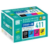 エコリカ LC411-4PK 互換リサイクルインクカートリッジ ECI-BR411-4P（取寄品）|ブラザー|インクカートリッジ