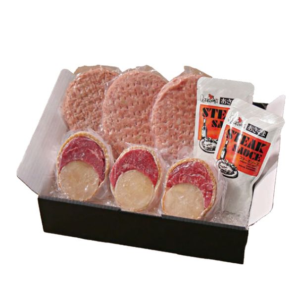 【あさくまお中元】あさくまステーキとあさくまハンバーグ詰合せ