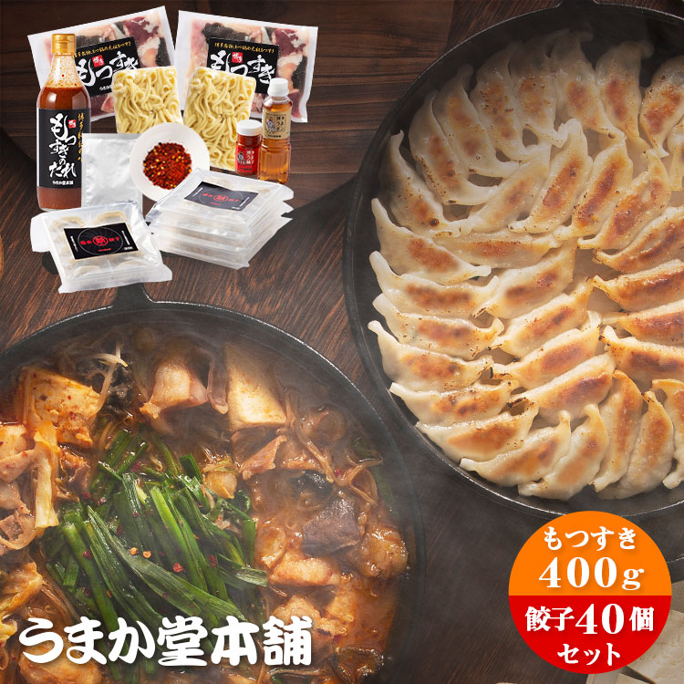 【うまか堂本舗】博多鉄なべ餃子40個もつすきセット