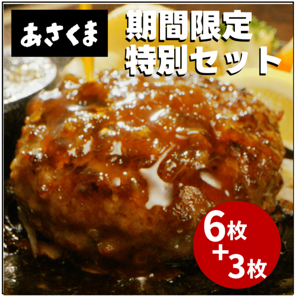 【あさくま】期間限定 特別セット あさくまハンバーグ6個＋3個