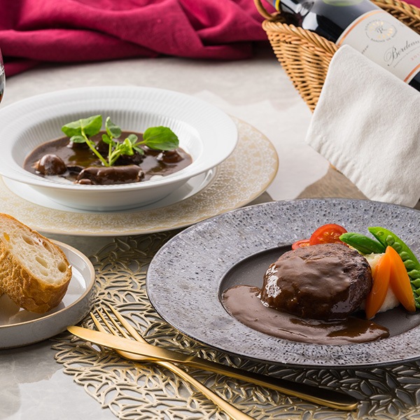 【レストランリューズ】飯塚隆太監修　濃厚デミグラスハンバーグとビーフシチュー