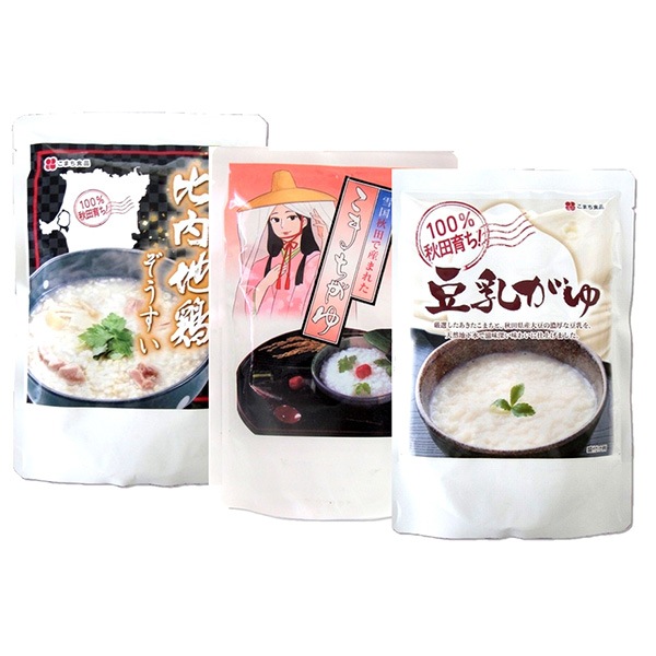 【こまち食品工業】こまちがゆ・豆乳がゆ・ぞうすい３袋