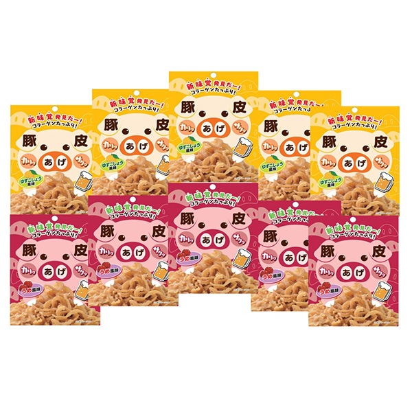 【コワダヤ】豚皮からあげ(ゆずこしょう風味・うめ風味)各5P(お買い得)