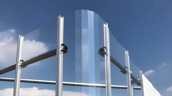 F型クリアフェンス 90° アールコーナー