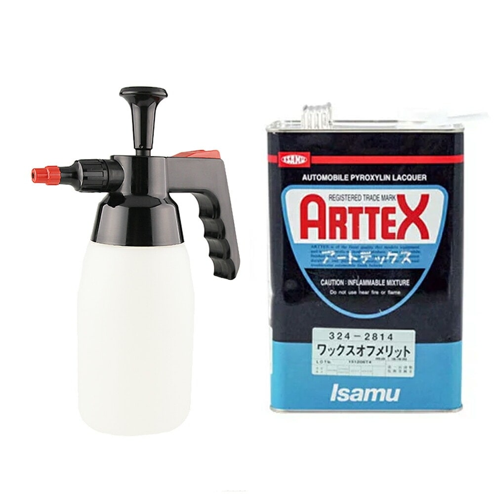 イサム塗料 塗装前脱脂セット ワックスオフメリット3.785L＆ポンプアップスプレー 1個 (各1本 セット) 即日発送