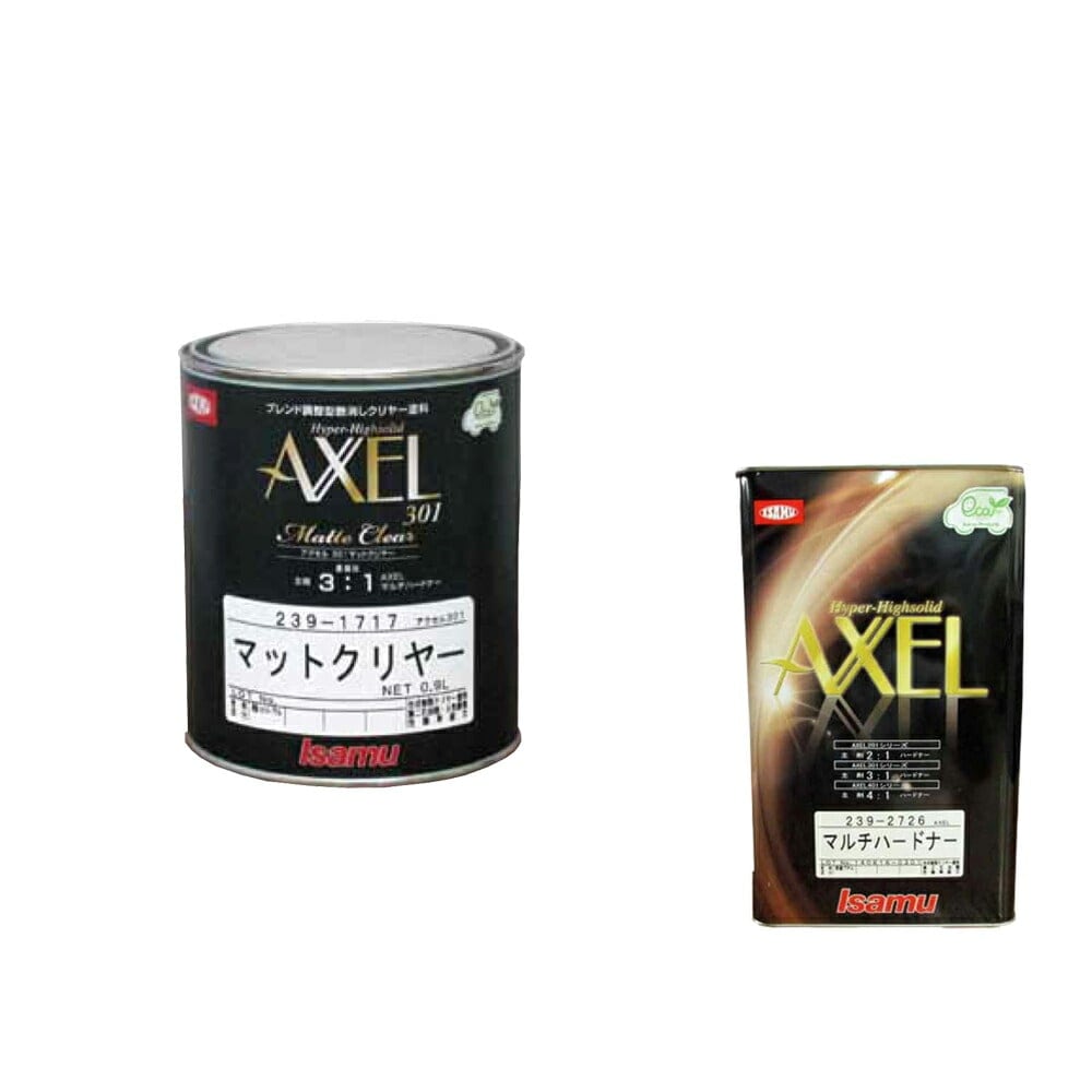 イサム塗料 アクセル 301 マットクリヤー 0.9L + 硬化剤0.9L (各1本 セット) 取寄