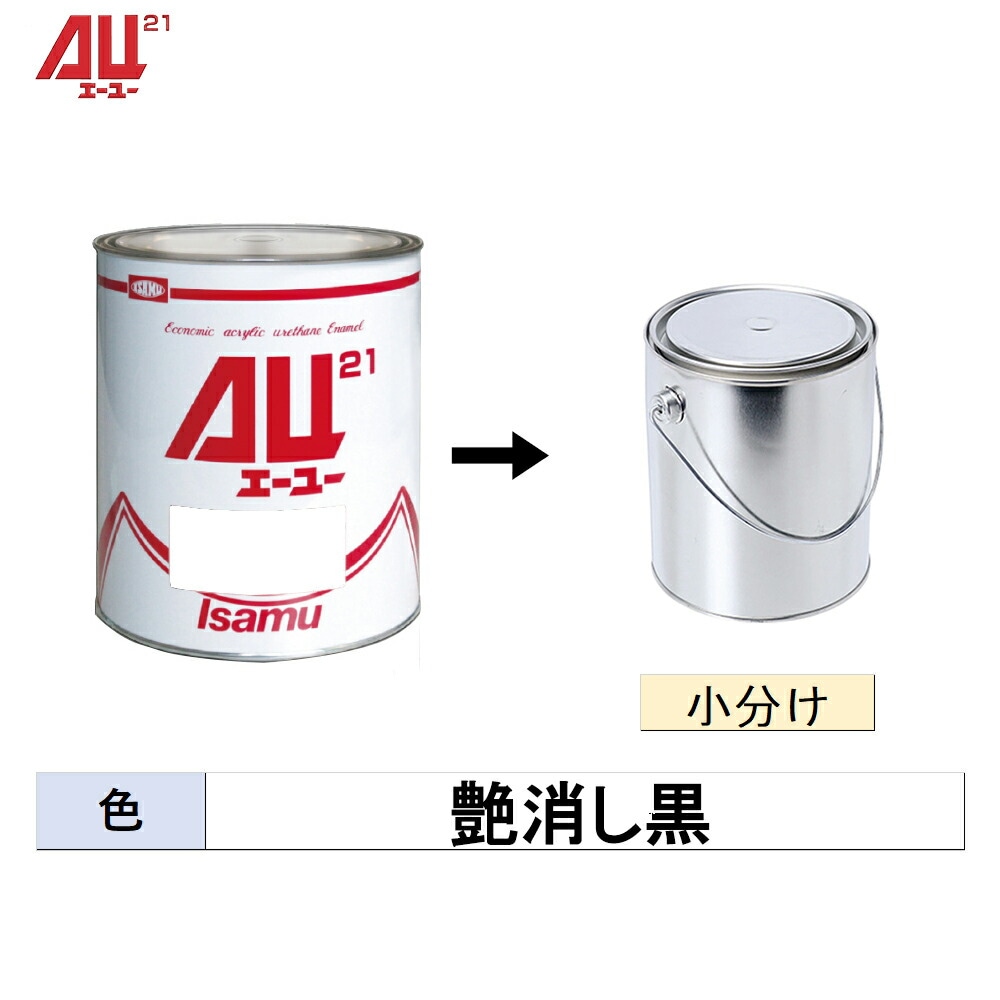 イサム塗料 小容量サイズ AU21 艶消し黒(フラットブラック) 0.5kg～4kg (小分け販売)  取寄