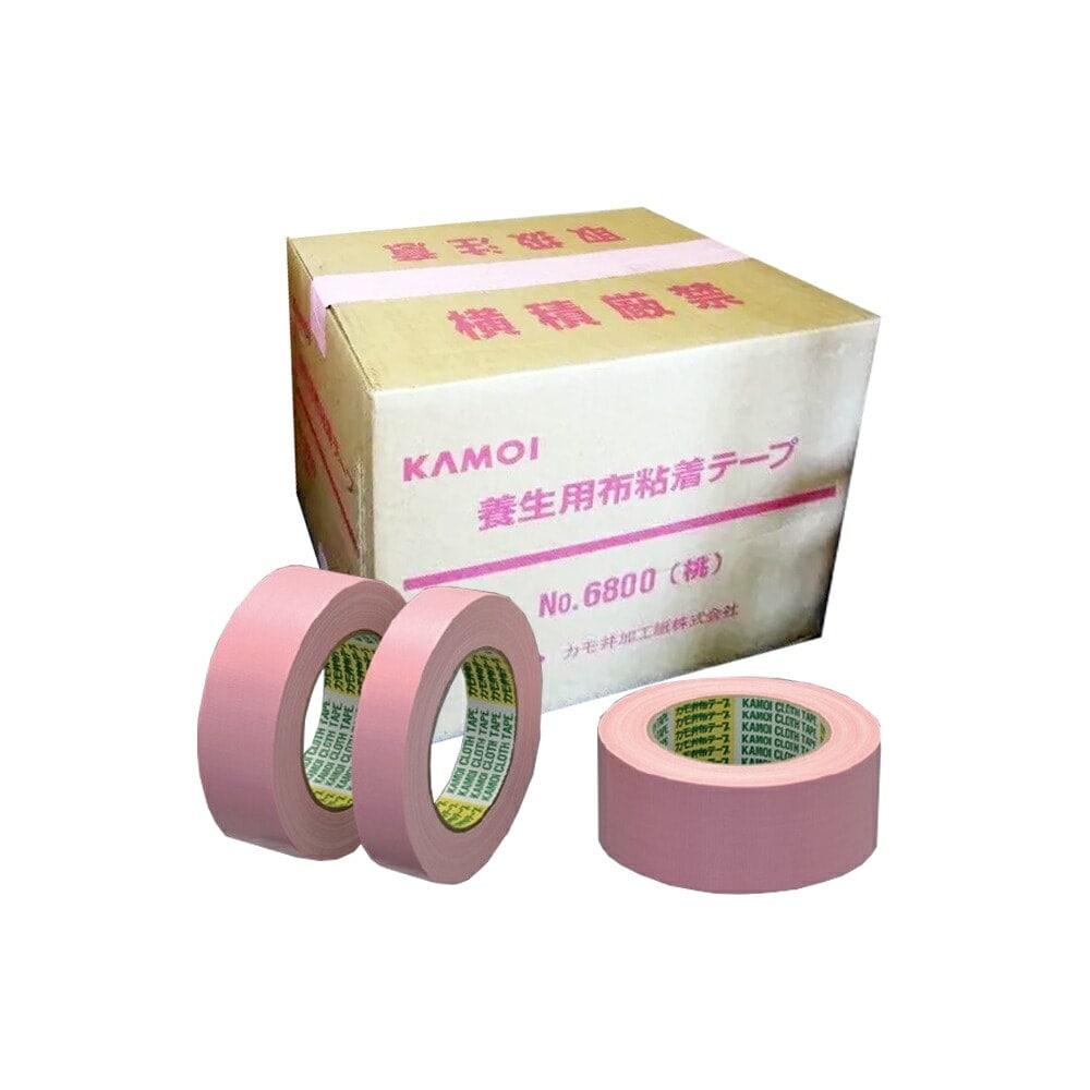 カモ井加工紙 NO.6800 吹付塗装用布粘着テープ桃 25ﾐﾘ 60個入 1ケース ケース販売 取寄