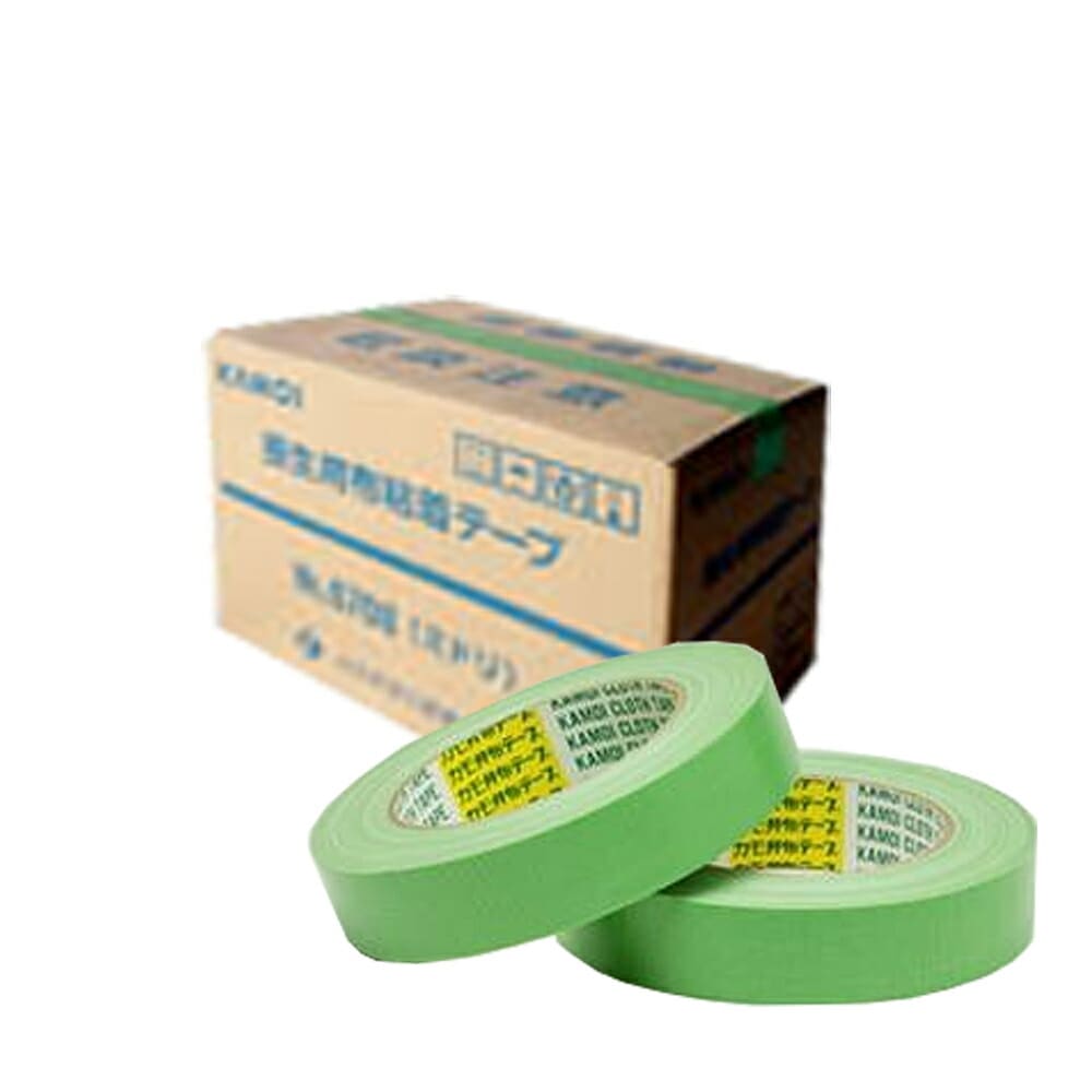 カモ井加工紙 NO.6708 吹付塗装用布粘着テープ緑 25ﾐﾘ 60個入 1ケース ケース販売 取寄