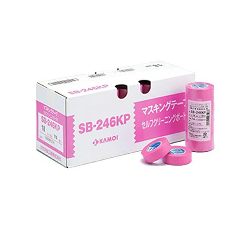 カモ井加工紙NO.SB-246KP シーリング用マスキングテープ セルフクリーニングボード用 18ﾐﾘ 70個入 1小箱 取寄