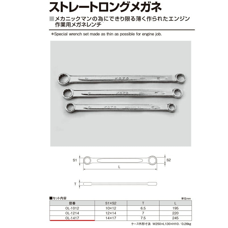 江東産業 OL-1417 14×17ストレートメガネレンチ 取寄