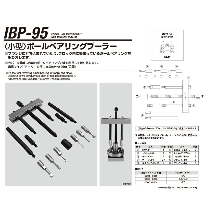 江東産業 IBP-95 小型 ボールベアリングプーラー 取寄