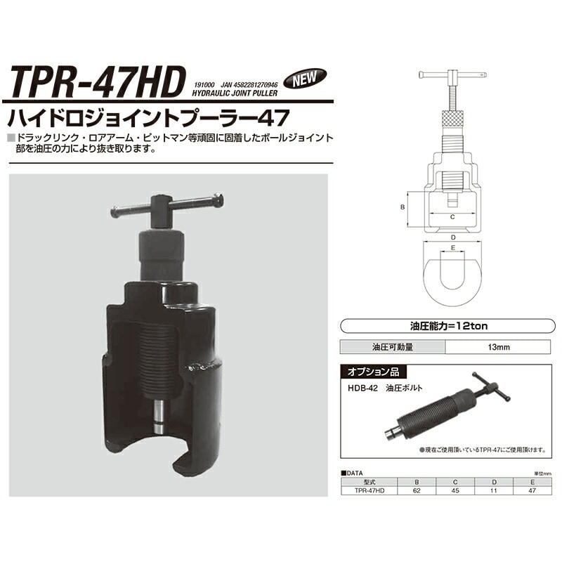 江東産業 TPR-47HD ハイドロジヨイントプ－ラー47mm 取寄