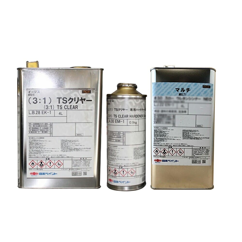 日本ペイント 3026649 naxイージス(3:1)TSクリヤー2 4L×1缶 + 硬化剤 + シンナー (各1本 セット) 取寄