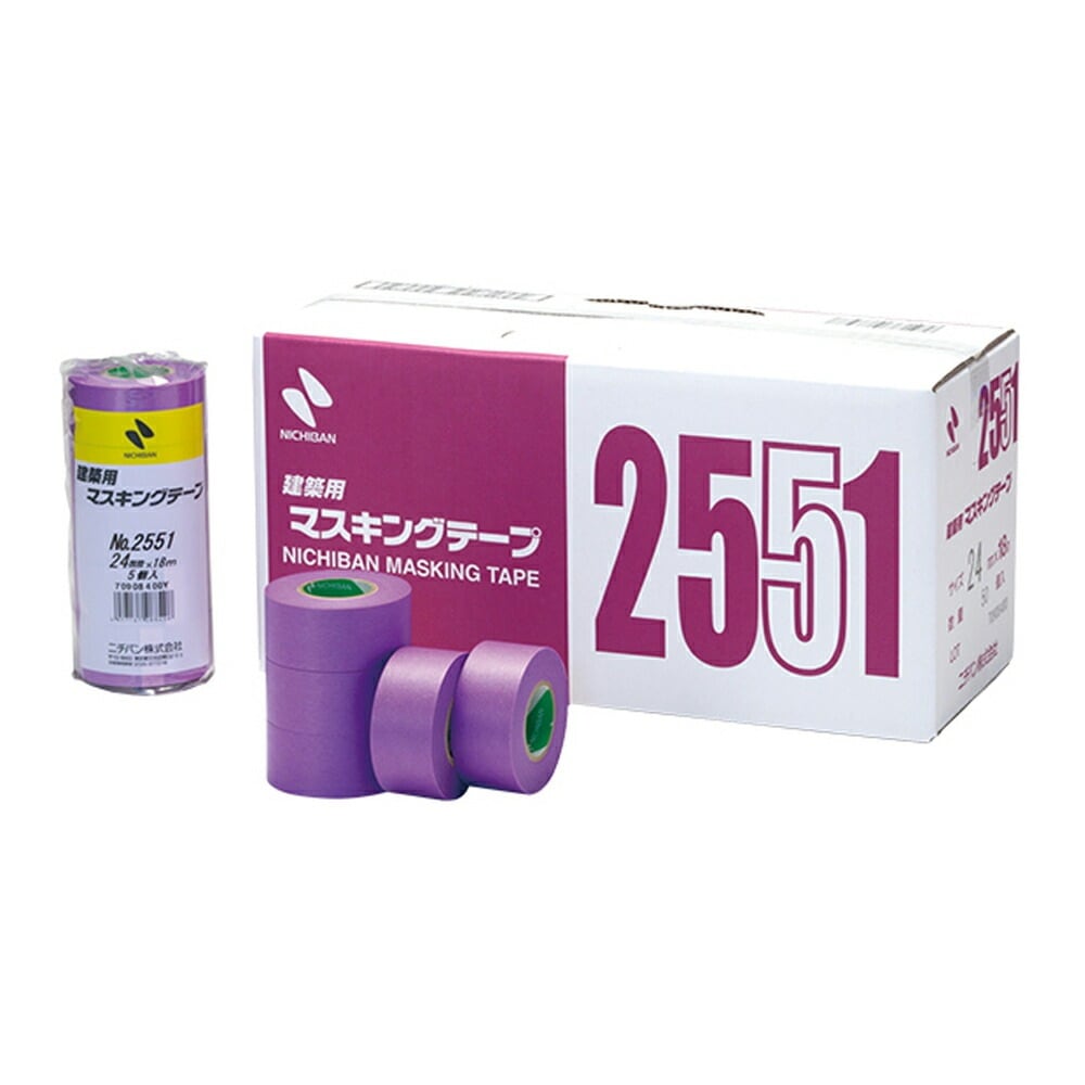 ニチバン NO.2551 建築用マスキングテープ 12ﾐﾘ 100個入 1小箱 取寄