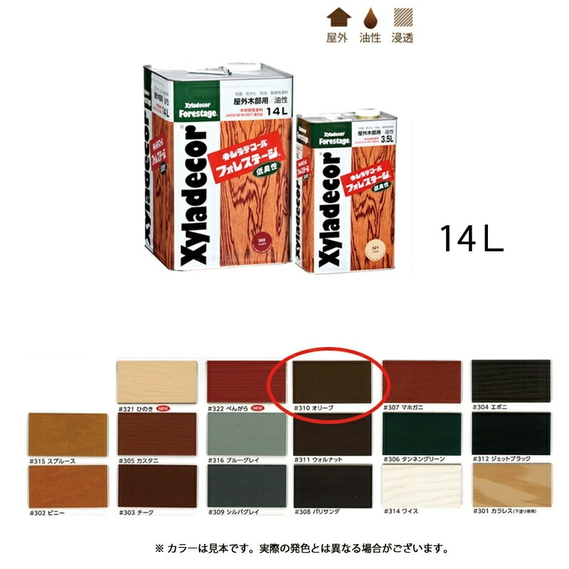 大阪ガスケミカル キシラデコールフォレステージ 310 オリーブ 14L 取寄