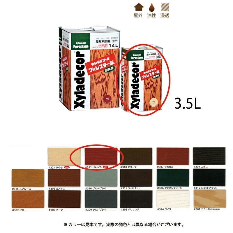 大阪ガスケミカル キシラデコールフォレステージ 322 べんがら 3.5L 取寄