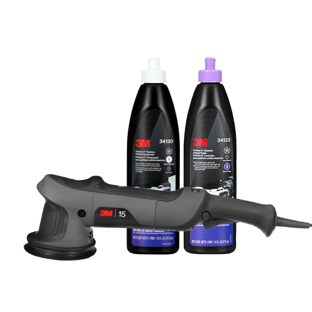 3M 34110 ポリッシャー 15mm + 34130・34133コンパウンド  パーフェクトイットランダムオービタルセット 即日発送