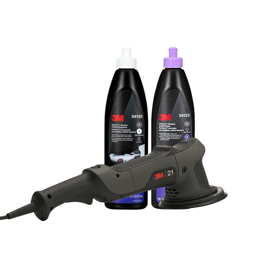 3M 34111 ポリッシャー 21mm + 34130・34133コンパウンド パーフェクトイットランダムオービタルセット 取寄