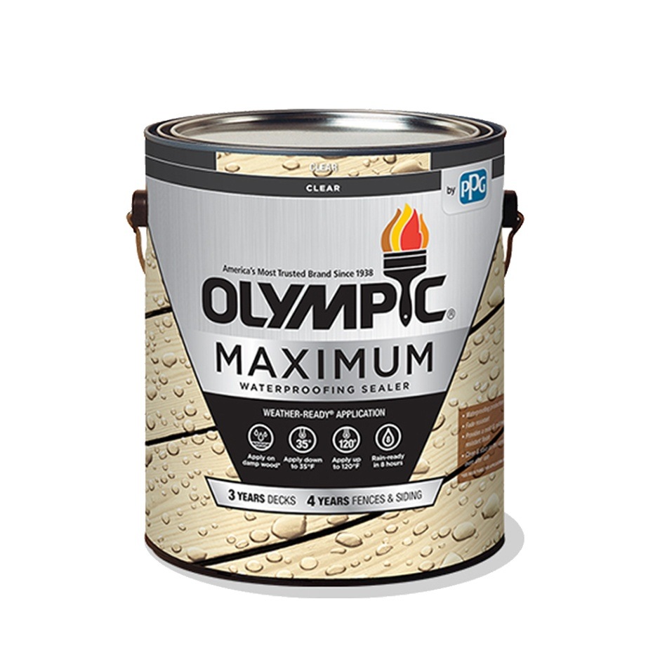 PPG オリンピック マキシマム クリアー(透明)  1ガロン 3.785L 半透明色 高耐久 木材塗料 取寄