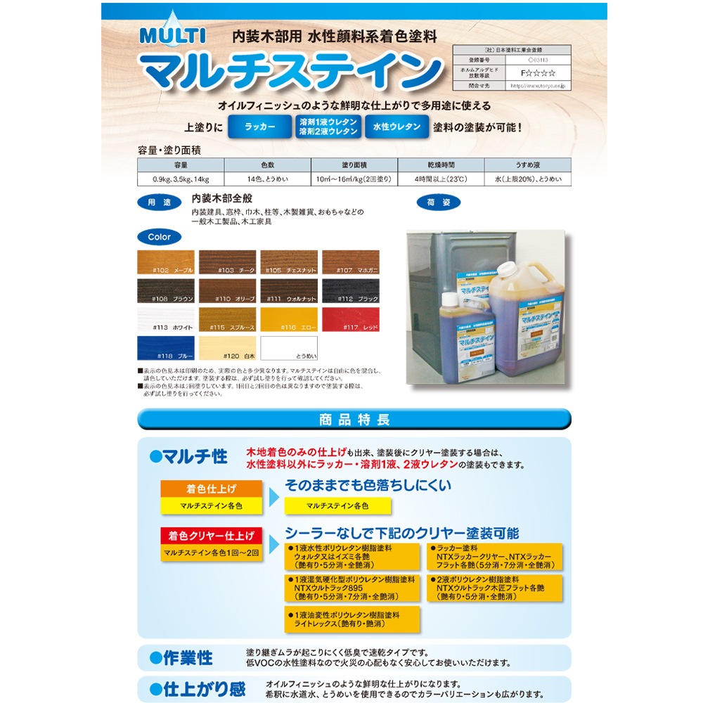 お歳暮・冬ギフト特集2025 マルチステイン 大阪塗料工業 118 水性顔料系着色 0.9kg ブルー 小物入れ