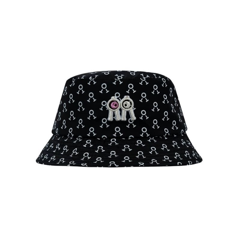 【直送品（買い合わせ不可）】Mサイズ(60cm) Rolling Rolleye バケットハット ロゴパターン ピンクアイ ブラック　　