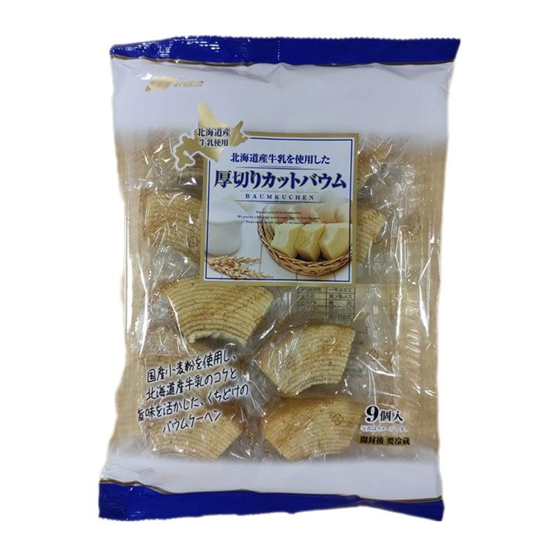 [9個]マルキン 北海道産牛乳を使用した 厚切りカットバウム　9個入　賞味期限2025.07.28【賞味期限間近】