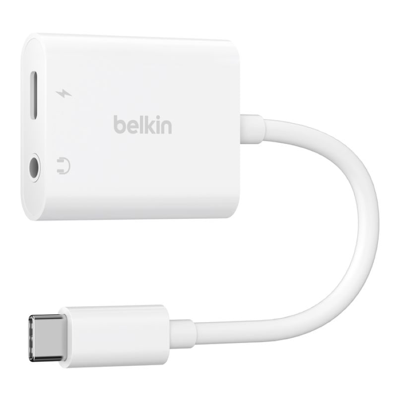 [1個]Belkin 3.5mmオーディオ+USB-C充電アダプターホワイト　　
