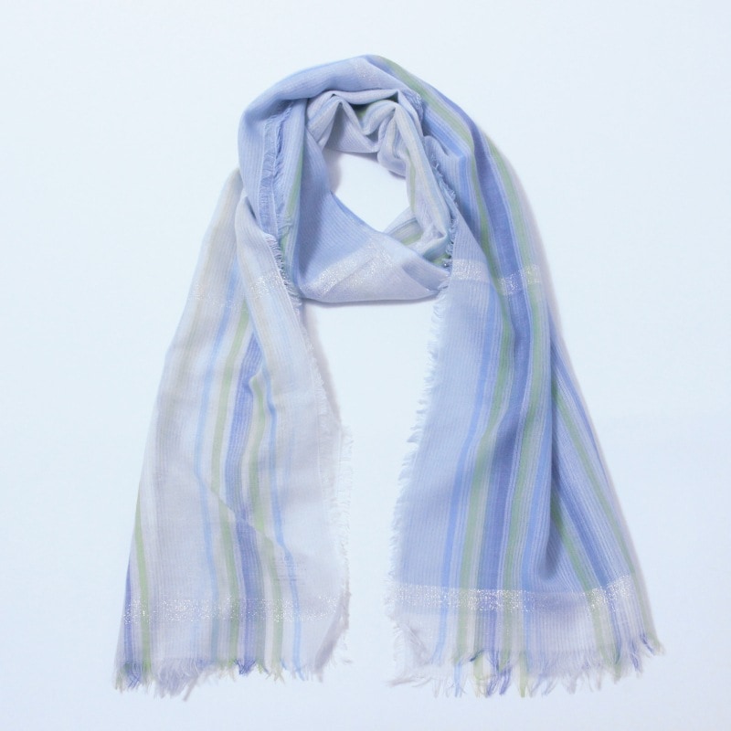 [1個]ラメ入りストライプストール /  サックス　　