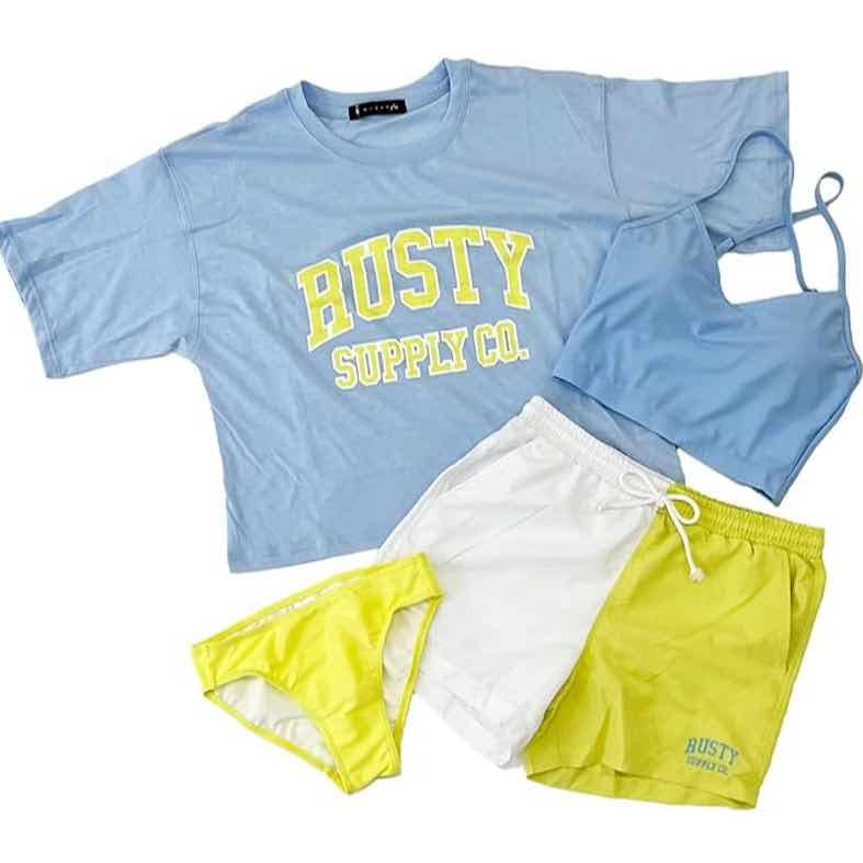 【9号サイズ】RUSTY レディース レディース水着4点セット（BLU）　　