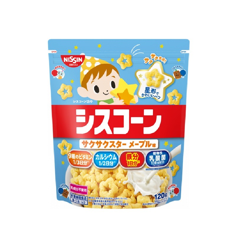 [3個]日清シスコ シスコ シスコーンサクサクスターメープル味　120g　賞味期限2026.05.31