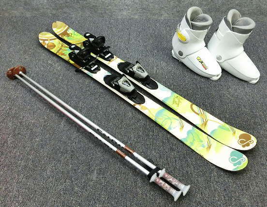 サロモン ジュニアスキーセット 板140cm ブーツ23cm ストック110cm 1997☆ｻﾛﾓﾝ Kitten 120cm☆Sｾｯﾄ/商品限定ﾚﾝﾀﾙ/ｼﾞｭﾆｱﾂｲﾝﾁｯﾌﾟ